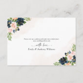 D'accompagnement Carte d'informations sur le Mariage floral bleu et (Dos)