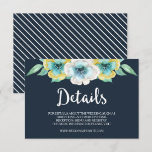 D'accompagnement Carte d'informations sur le Mariage Floral Blue Wa