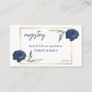 D'accompagnement Carte d'inscription Mariage Floral Blue GoldFrame