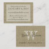 D'accompagnement Carte d'insertion d'apparence de Burlap (Devant / Derrière)
