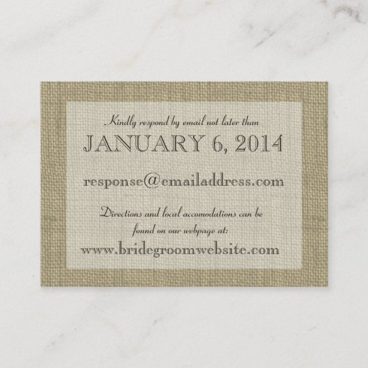 D'accompagnement Carte d'insertion d'apparence de Burlap (Devant)