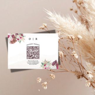 D'accompagnement Carte d'insertion de code QR de mariage avec herbe