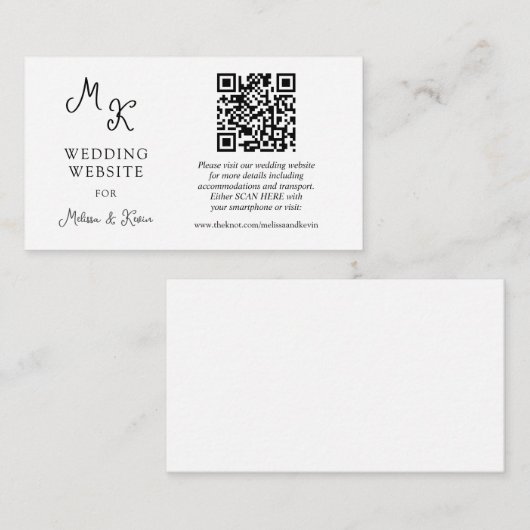 D'accompagnement Carte d'insertion de code QR du site web mariage (Devant / Derrière)