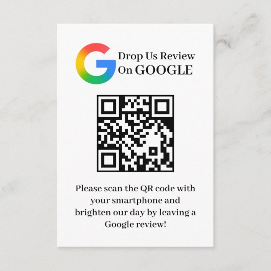 D'accompagnement Carte d'insertion de code QR pour avis Google Clie (Devant)