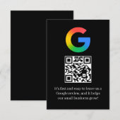 D'accompagnement Carte d'insertion de code QR pour les avis Google (Devant / Derrière)