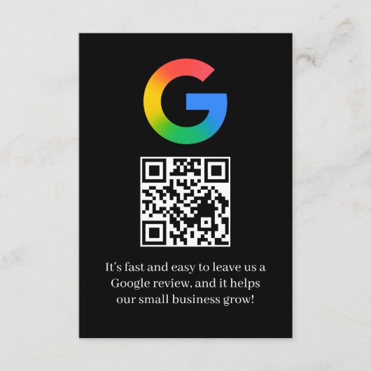 D'accompagnement Carte d'insertion de code QR pour les avis Google (Devant)