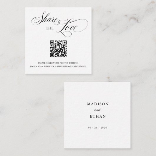 D'accompagnement Carte d'insertion de code QR 'Wedding Share The Lo (Devant / Derrière)