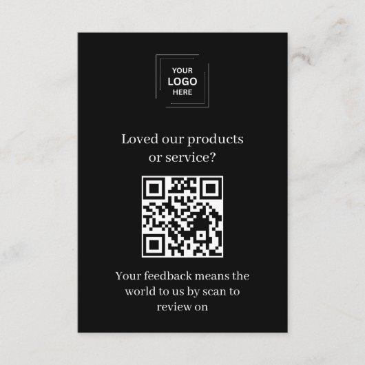 D'accompagnement Carte d'insertion de commentaires clients QR Black (Devant)