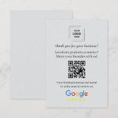 D'accompagnement Carte d'insertion de commentaires clients QR Googl (Devant / Derrière)