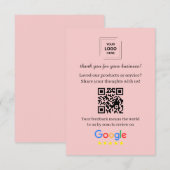 D'accompagnement Carte d'insertion de commentaires clients QR Googl (Devant / Derrière)