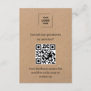D'accompagnement Carte d'insertion de commentaires clients QR Kraft