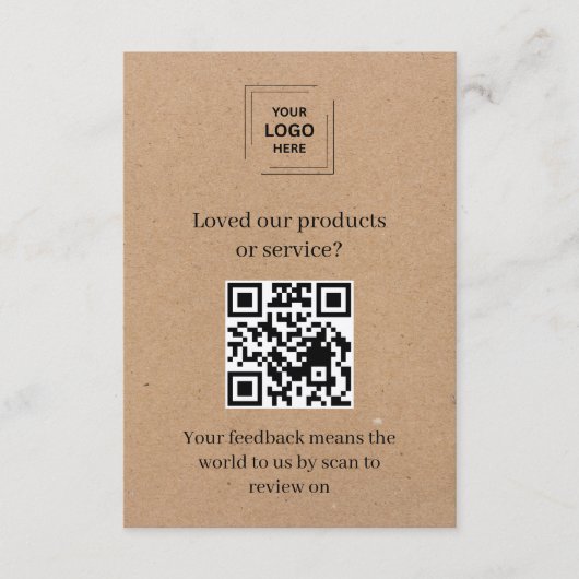 D'accompagnement Carte d'insertion de commentaires clients QR Kraft (Devant)