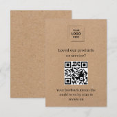 D'accompagnement Carte d'insertion de commentaires clients QR Kraft (Devant / Derrière)