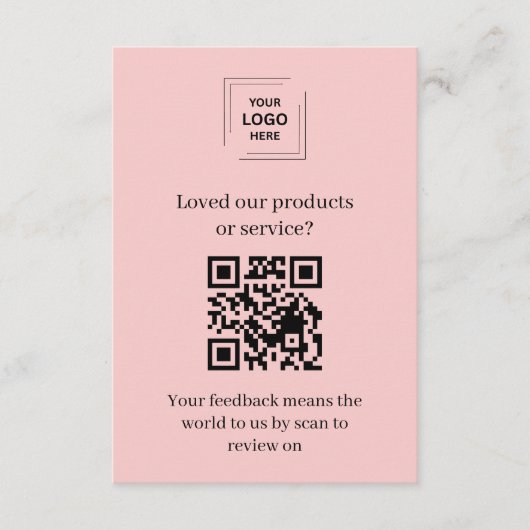 D'accompagnement Carte d'insertion de commentaires clients QR Rose (Devant)