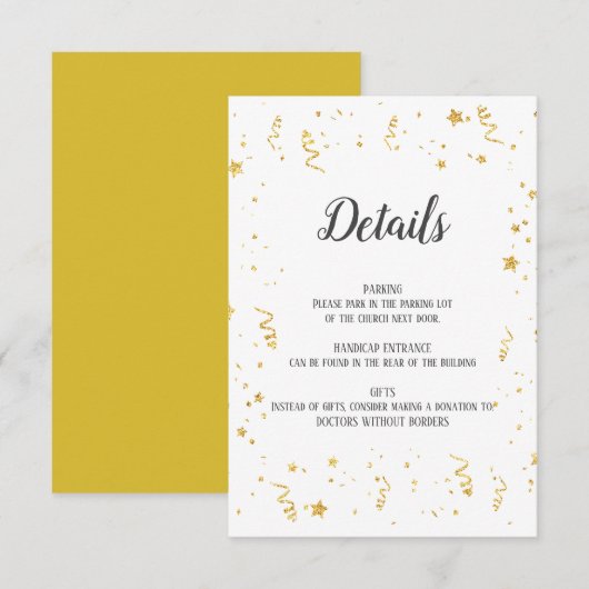 D'accompagnement Carte d'insertion de détails de la fête de l'or (Devant / Derrière)