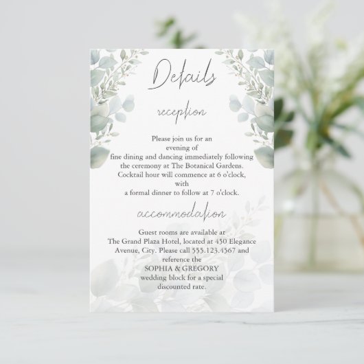 D'accompagnement Carte d'insertion de détails de mariage à feuille (Debout devant)