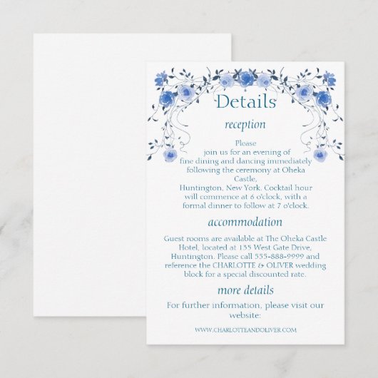 D'accompagnement Carte d'insertion de détails de mariage à l'aquare (Devant / Derrière)
