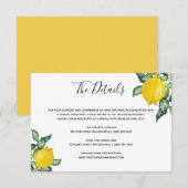 D'accompagnement Carte d'insertion de détails de mariage aux citron (Devant / Derrière)