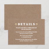 D'accompagnement Carte d'insertion de détails de mariage en carton  (Devant / Derrière)