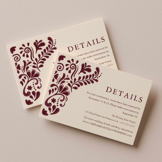 D'accompagnement Carte d'insertion de détails de mariage mexicain e
