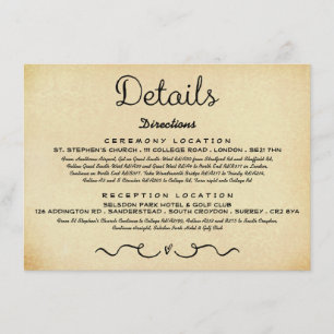 D'accompagnement Carte d'insertion de détails mariage Antique vin