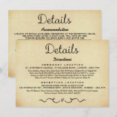 D'accompagnement Carte d'insertion de détails mariage | Antique vin (Devant / Derrière)