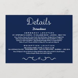 D'accompagnement Carte d'insertion de détails mariage Bleu de mar