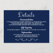 D'accompagnement Carte d'insertion de détails mariage | Bleu de mar (Dos)