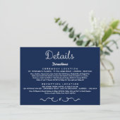 D'accompagnement Carte d'insertion de détails mariage | Bleu de mar (Debout devant)