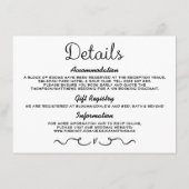 D'accompagnement Carte d'insertion de détails mariage | Noir et bla (Dos)