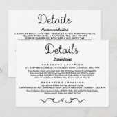 D'accompagnement Carte d'insertion de détails mariage | Noir et bla (Devant / Derrière)
