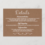 D'accompagnement Carte d'insertion de détails mariage | Rustic Coun (Dos)