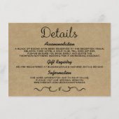 D'accompagnement Carte d'insertion de détails mariage | Rustic Coun (Dos)