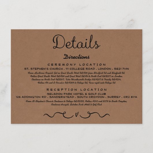 D'accompagnement Carte d'insertion de détails mariage | Rustic Coun (Devant)