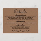 D'accompagnement Carte d'insertion de détails mariage | Rustic Coun (Dos)