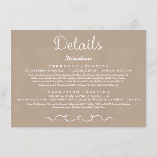 D'accompagnement Carte d'insertion de détails mariage | Rustic Coun (Devant)