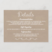 D'accompagnement Carte d'insertion de détails mariage | Rustic Coun (Dos)