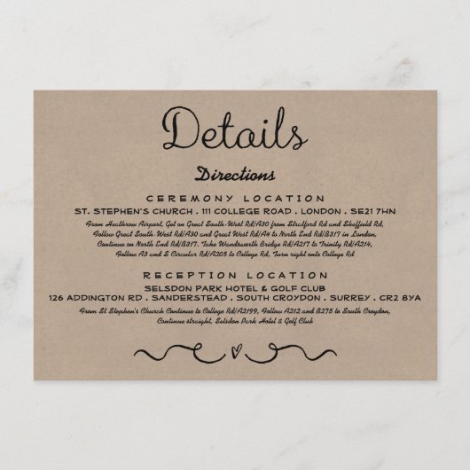 D'accompagnement Carte d'insertion de détails mariage | Rustic Coun (Devant)