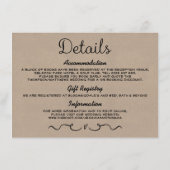 D'accompagnement Carte d'insertion de détails mariage | Rustic Coun (Dos)