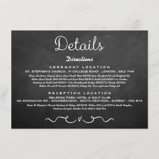 D'accompagnement Carte d'insertion de détails mariage | Tableau de (Devant)