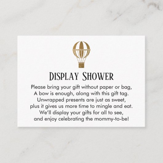 D'accompagnement Carte d'insertion de douche d'affichage à air chau (Devant)