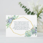 D'accompagnement Carte d'insertion de Fête des mariées Succulente (Debout devant)