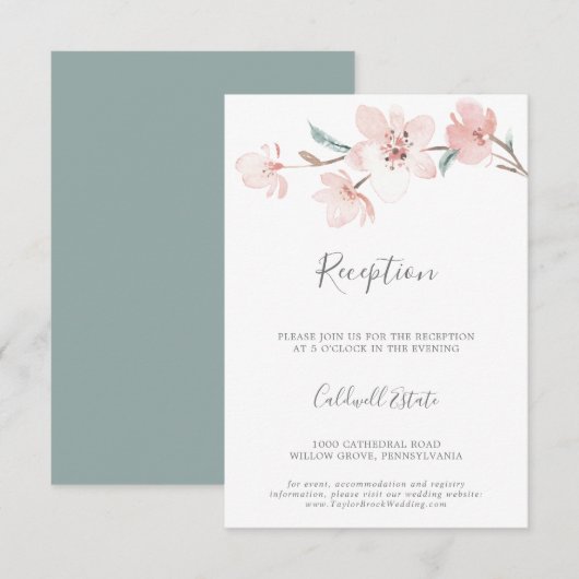 D'accompagnement Carte d'insertion de la réception en fleurs de cer (Devant / Derrière)