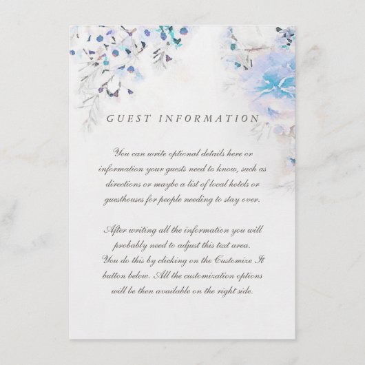 D'accompagnement Carte d'insertion de Mariage bleu clair Boho Flora (Devant)