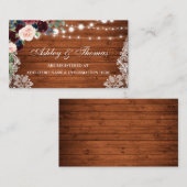 D'accompagnement Carte d'insertion de Mariage de bois rustique (Devant / Derrière)