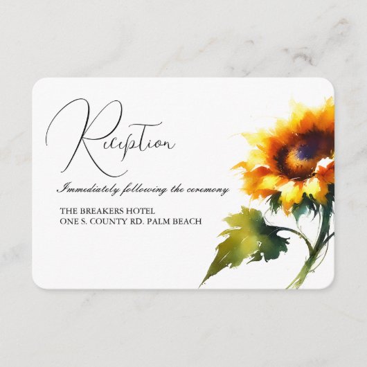 D'accompagnement Carte d'insertion de Mariage de tournesol jaune (Devant)