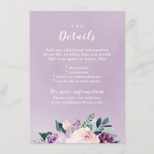 D'accompagnement Carte d'insertion de mariage florale botanique en  (Devant)