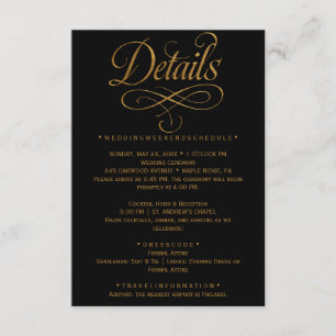 D'accompagnement Carte d'insertion de mariage noir calligraphie dor