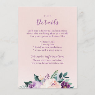 D'accompagnement Carte d'insertion de mariage pourpre botanique en