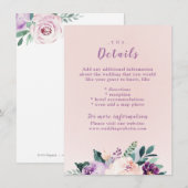 D'accompagnement Carte d'insertion de mariage pourpre botanique en  (Devant / Derrière)